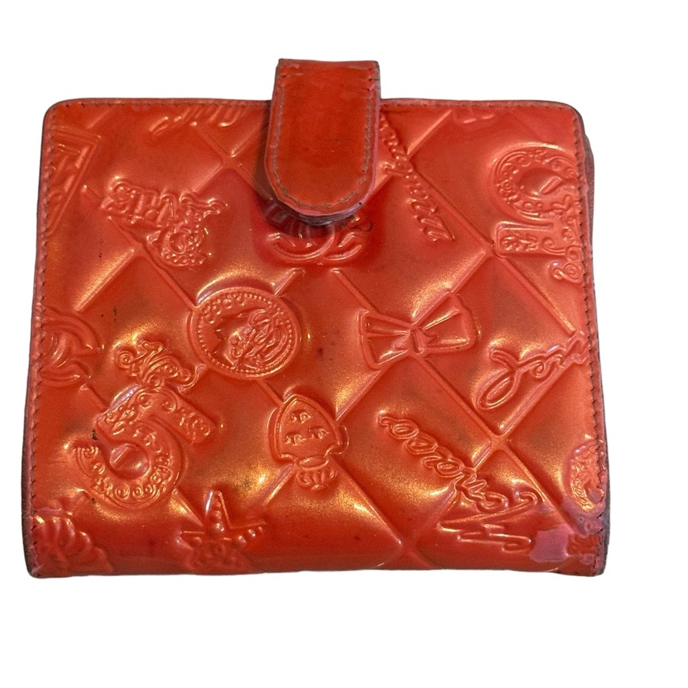 Chanel Red Lucky Symbols Embossed Trifold Wallet